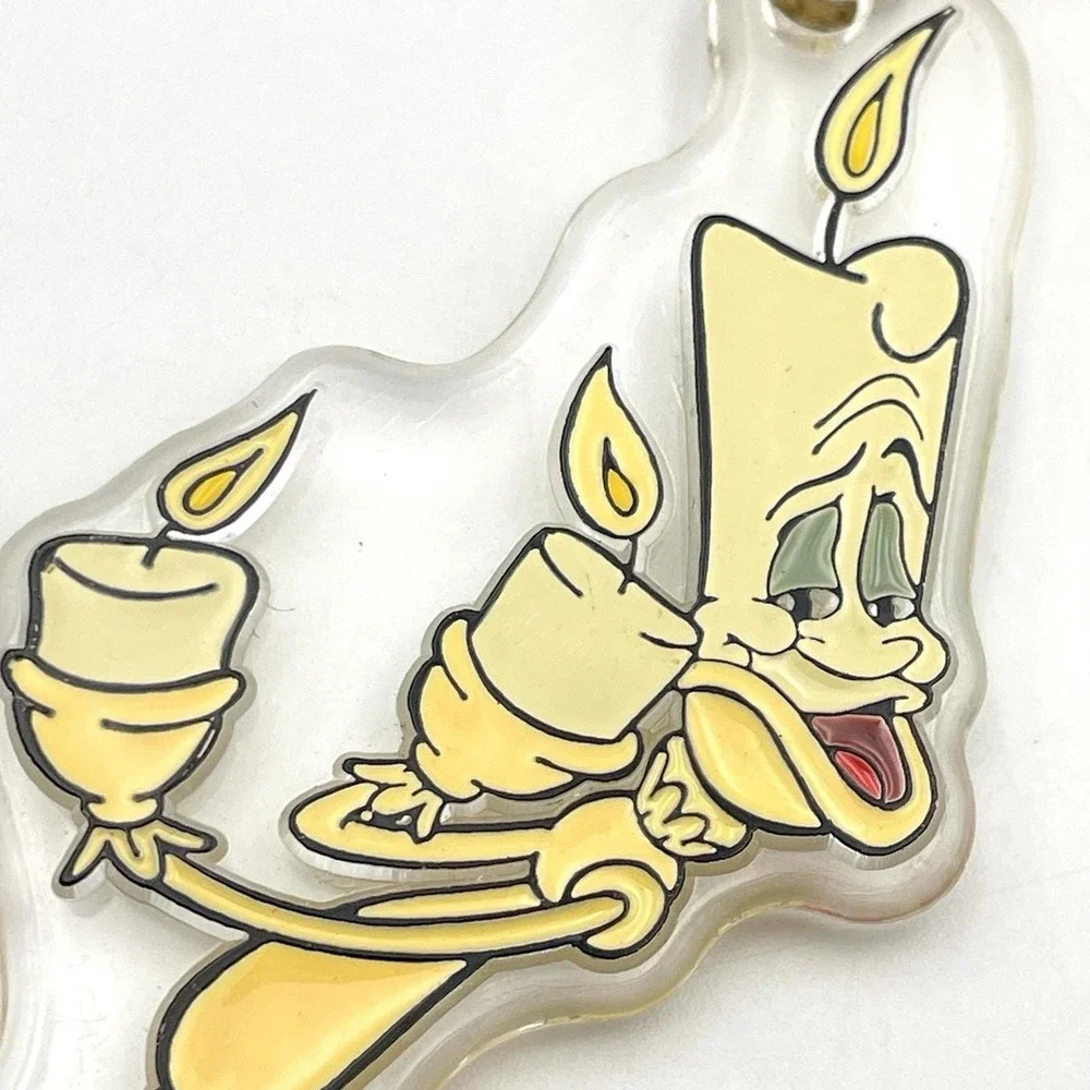Vintage 1990s‎ Disney Beauty and the Beast Lumiere Brabo Group Acrylic Keychain